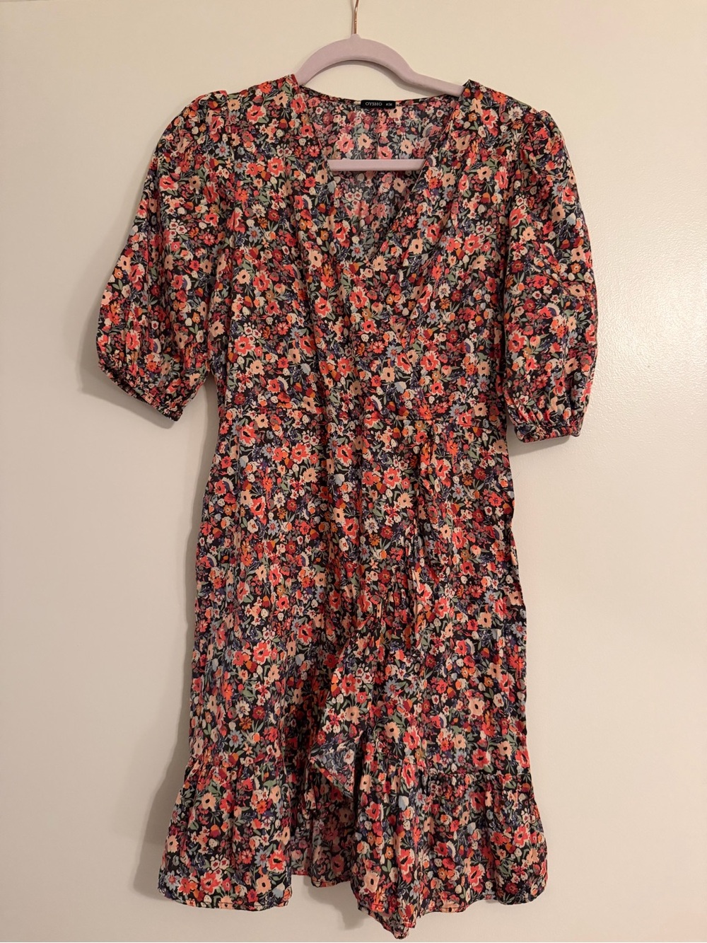 Women’s Floral V-Neck Tiered Dress - Coral Multi